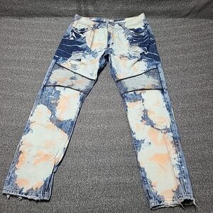 ROGUE Men's Distressed‎ Bleach Wash Biker Jeans W40 L34